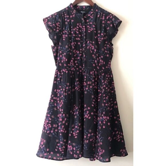 Madewell Silk Dress in Night Orchid Floral Size 6 / excellent - Picture 5 of 8
